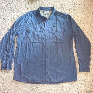 Columbia GRT Shirt Omni Dry Fishing Hiking Nylon Ripstop Mens XXL 2XL LS Grey